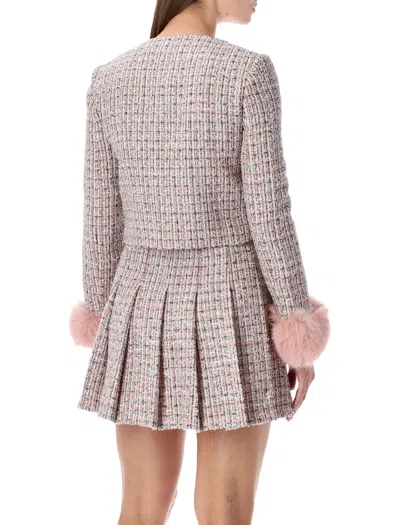 Self-portrait Self Portrait Crystal-embellished Tweed Jacket In Pink