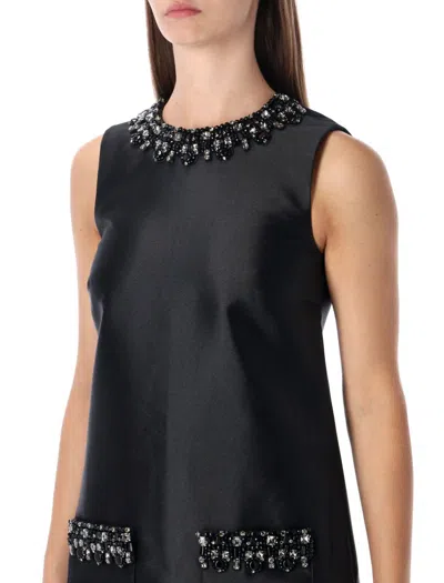Self-portrait Black Taffeta Embellished Trim Mini Dress Clothing