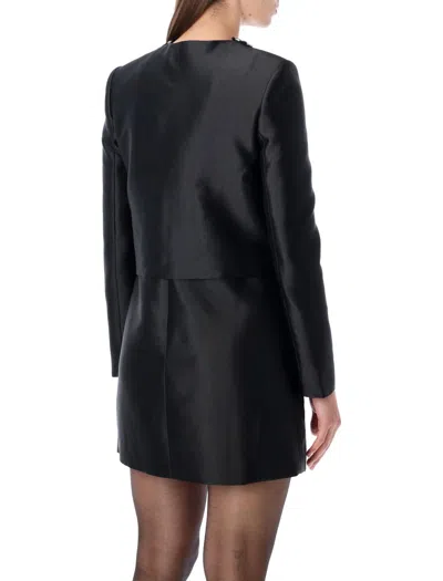 Self-portrait Taffeta Embellished Trim Jacket In Black