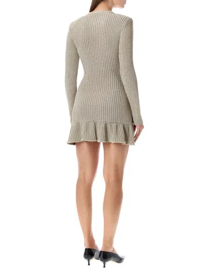 Self-portrait Mini Dress Knit Lurex In Gold