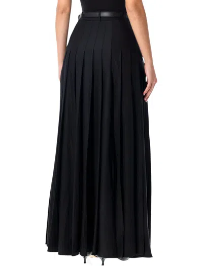 Self-portrait Long Pleated Skirt With Belt Self Portrait In Black