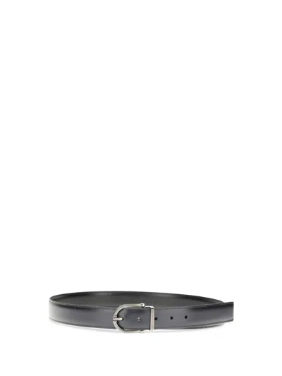 Ferragamo Men Reversible Leather Belt In Black