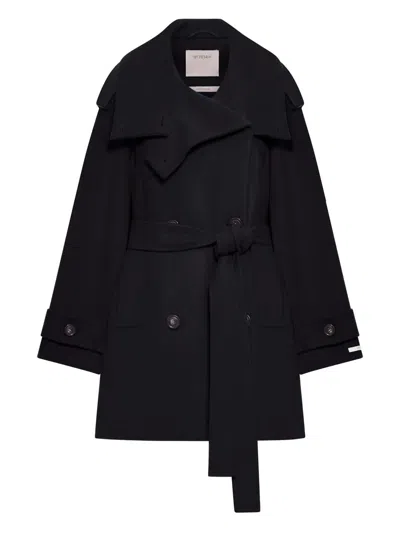 Sportmax Short Belted Trench Coat With Double-breasted Design In Black