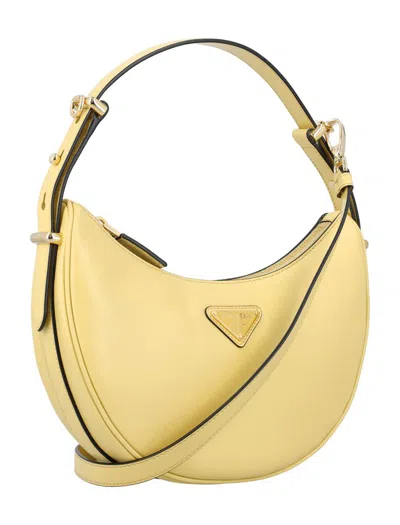 Prada Arqué Small Leather Shoulder Bag In Yellow