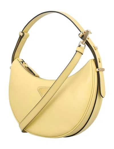 Prada Arqué Small Leather Shoulder Bag In Yellow