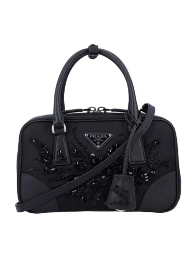 Prada Re-edition 1978 Embellished Two-handle Bags In Black