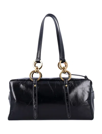 Prada Dangle Medium Leather Top-handle Bag In Black