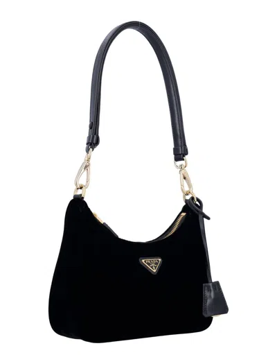 Prada Re-edition Velvet Mini-bag In Black