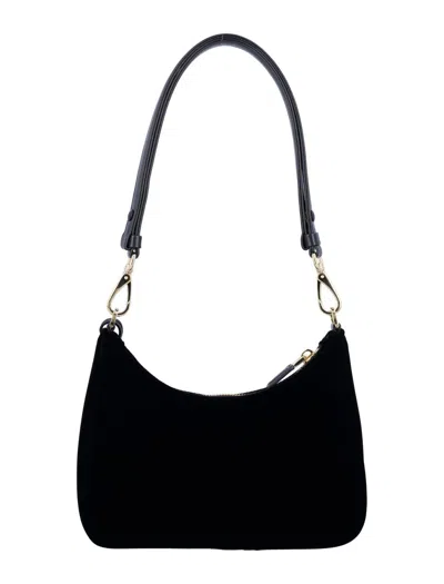 Prada Re-edition Velvet Mini-bag In Black