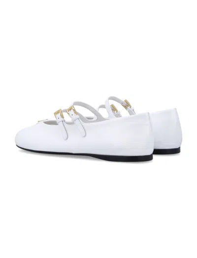 Prada Saffiano Patent Leather Ballerinas In White