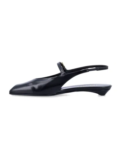 Prada Black Patent Leather Slingback Ballerina In Black