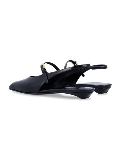 Prada Black Patent Leather Slingback Ballerina In Black