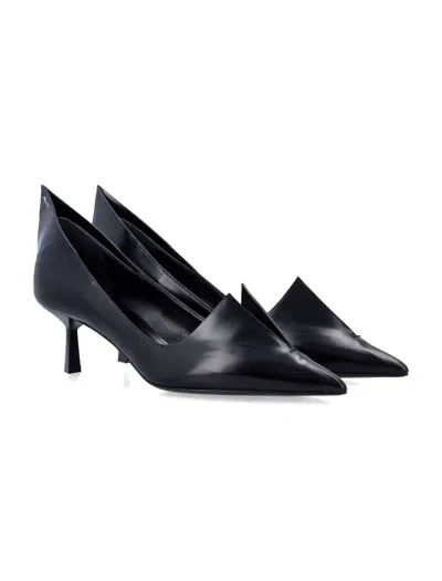 Prada Brushed Leather Pumps In Black
