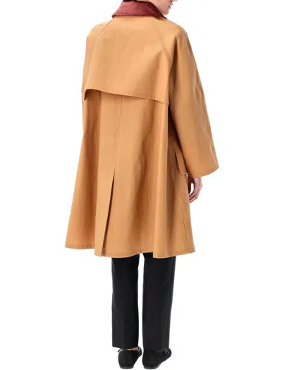 Prada Camel Cotton Overcoat In Brown