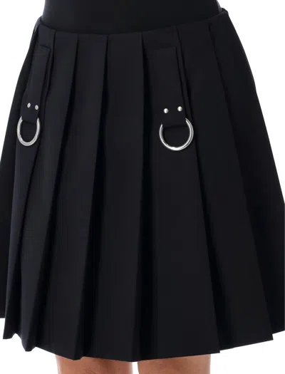 Prada Gabardine Pleated Mini Skirt In Blue