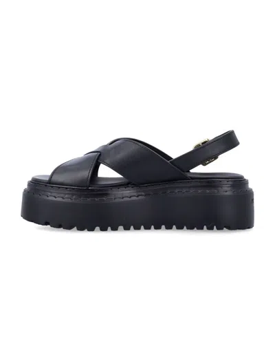 Prada Leather Crisscross Sandals In Black