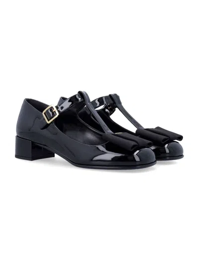 Prada Black Leather Ballet Flats In Black