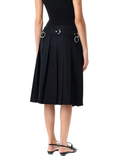 Prada Pleated Gabardine Skirt In Blue