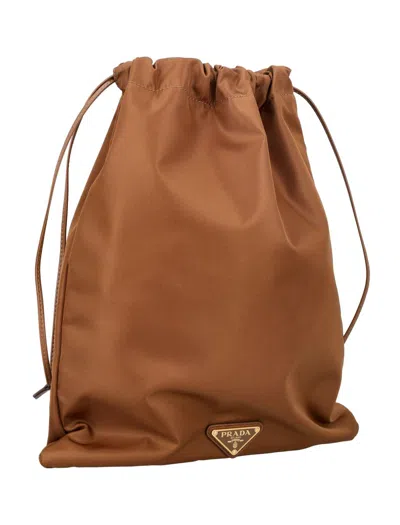 Prada Re-nylon Pouch In Brown
