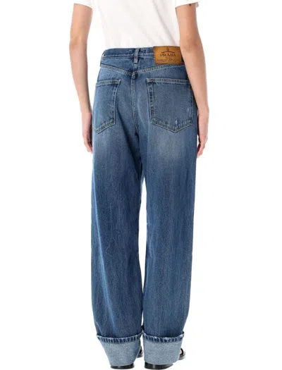 Prada Wide-leg Denim Jeans In Blue
