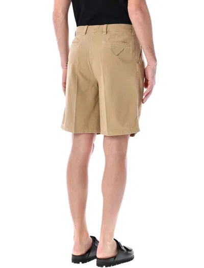 Prada Beige Gabardine Bermuda Shorts In Neutral