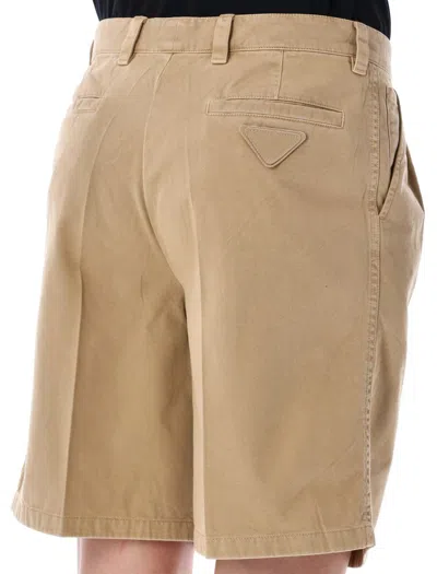 Prada Beige Gabardine Bermuda Shorts In Neutral