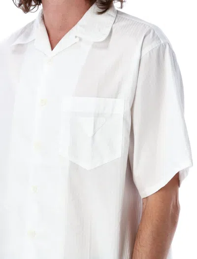Prada Cotton Shirt With Short Sleeves And Pockets In White