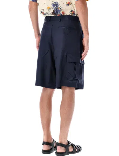 Prada Silk Cargo Pants In Blue