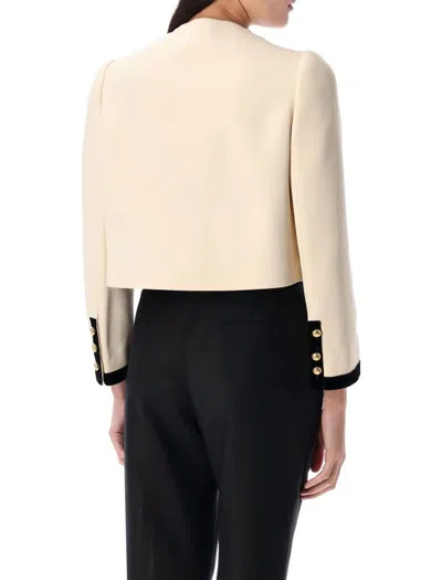 Prada Single-breasted Compact Sablé Jacket In Neutral