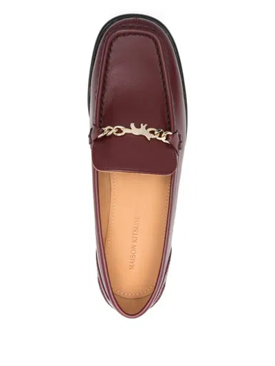Maison Kitsuné Profile Fox Leather Loafers Shoes In Multi
