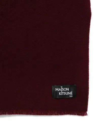 Maison Kitsuné Wool Fringe Scarf Accessories In Red