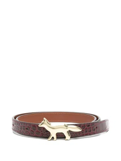 Maison Kitsuné Profile Fox Leather Belt Accessories In Brown