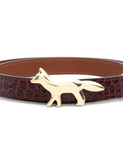 Maison Kitsuné Profile Fox Leather Belt Accessories In Brown