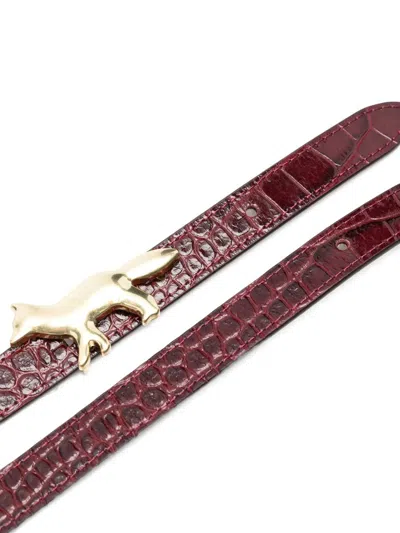 Maison Kitsuné Profile Fox Leather Belt Accessories In Brown