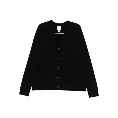 Calvin Klein V-neck Long Sleeve Ribbed Knit Sweater In Black