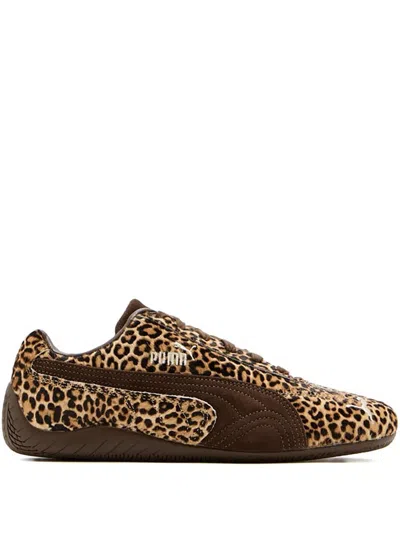 Puma Womens Leopard Brown Speedcat Og Leopard Leather Trainers In Multi