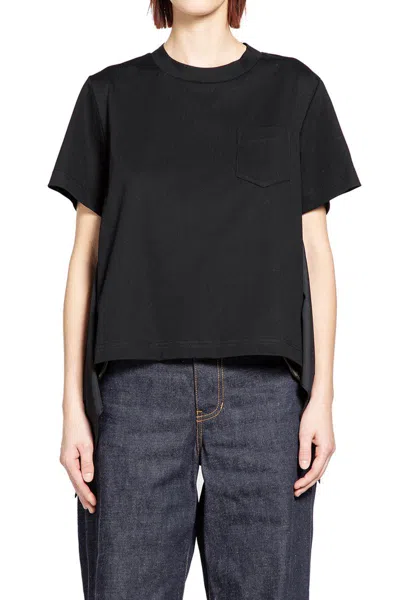 Sacai Poplin X Cotton Jersey T-shirt In Black