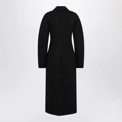 Jacquemus Le Manteau Curvo Black Double-breasted Coat With Notched Revers And Rear Single Vent In Wool Woman In Black