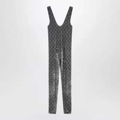 Gucci Crystal Chenille Sleeveless Jumpsuit Pattern In Gray