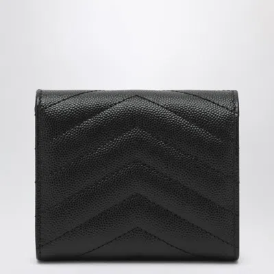Saint Laurent Tri-fold Cassandre Wallet In Black