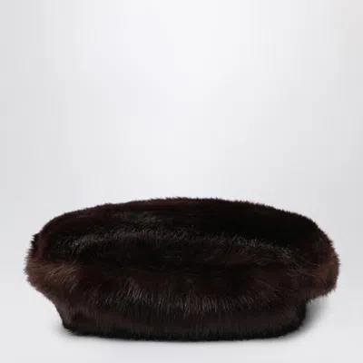 Stand Studio Solene Beret In Fur In Brown