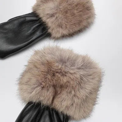 Stand Studio Jane Gloves In And Fur In Black
