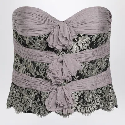 Valentino Mauve Chiffon Silk Top In Gray
