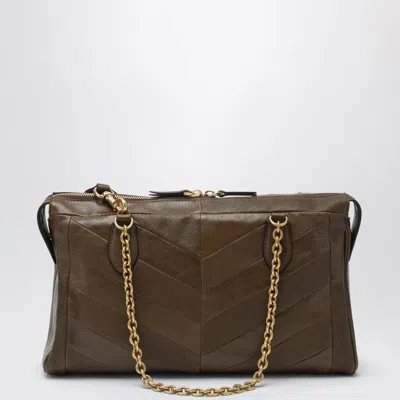 Valentino Garavani Panthea Bag In Tundra-colored Chevron-pattern Nappa In Brown