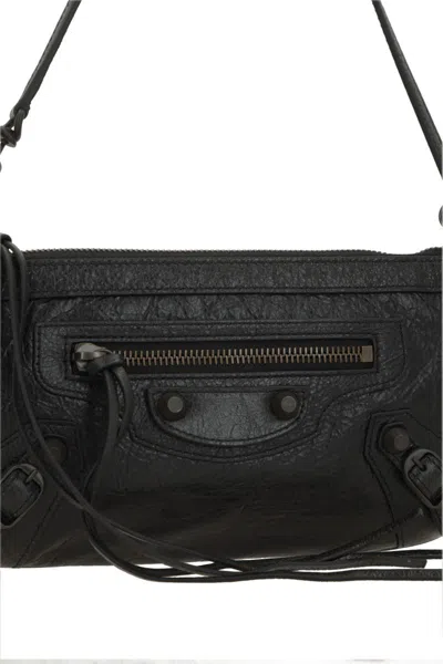 Balenciaga City Style Shoulder Bag With Adjustable Strap In Black