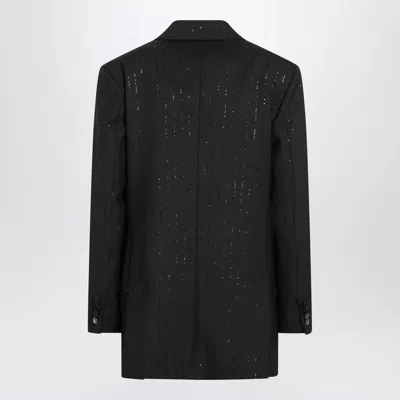 Max Mara Black Double-breasted Sequin Wool Blazer In Black