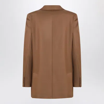 Max Mara Tan Double-breasted Wool Blazer In Brown