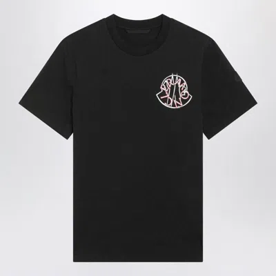 Moncler Crewneck T-shirt With Logo Print In Black