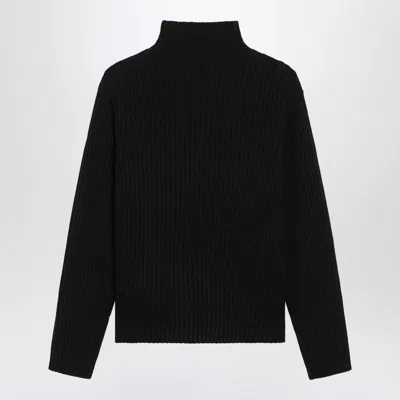 Moncler Cashmere And Wool Turtleneck Long Sleeve Top In Black