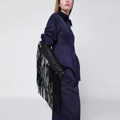 Sportmax Extended Gloves Featuring Fringe Accents In Black